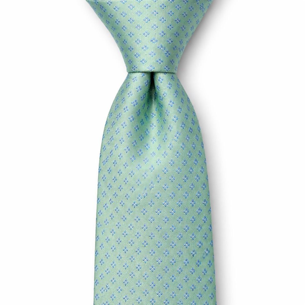 Bonobos Light Green Blue Geometric Silk Tie Made in USA Floral Medallion Necktie